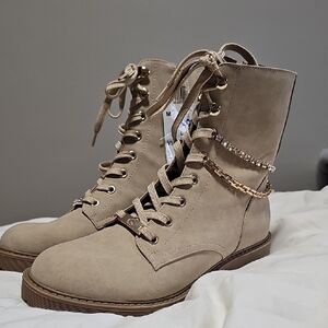 Women's Tan Lace-Up Boots